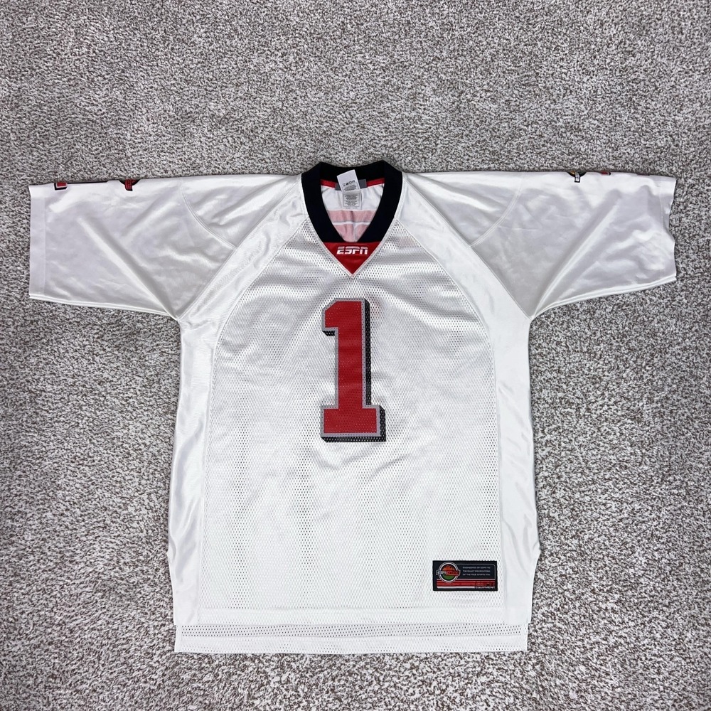 ESPN Jersey Mens‎ Large White Number 1 Mesh Football Zone Sports Y2K Fan TV